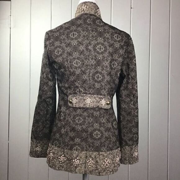 Kenzie Brown Baroque Jacket, Pearl embellished 8 - Picture 6 of 8